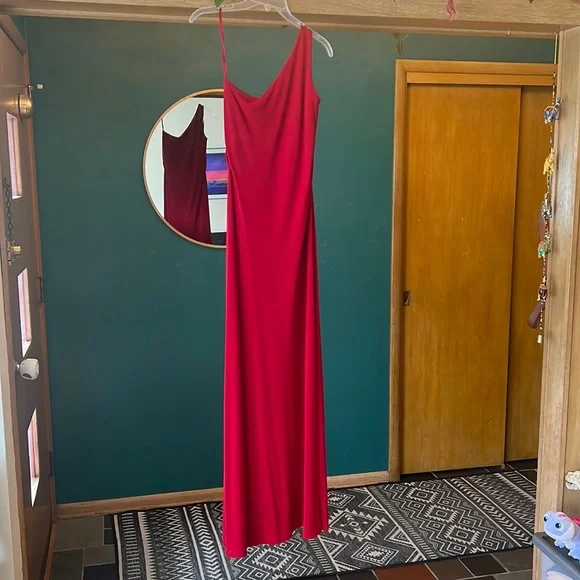 Ralph Lauren 1999 red one shoulder gown - Picture 1 of 8